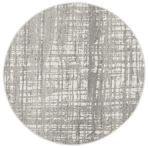 Mirage Ashley Abstract Modern Silver Grey Round Rug