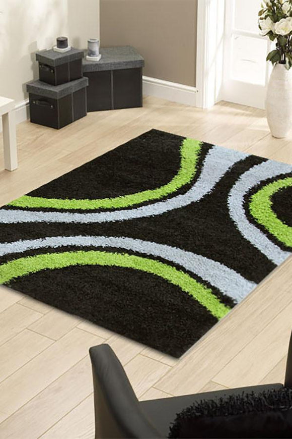 Notes Collection 3 Black And Green Rug
