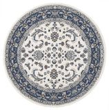 Palace Aisha Oriental Round Rug White Blue