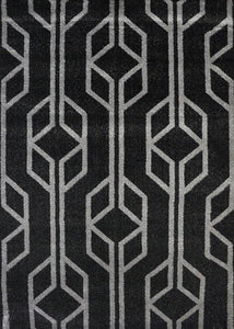 Melbourne Black Geometric Pattern Rug