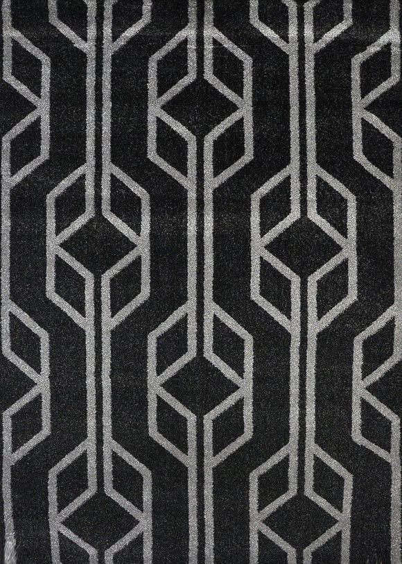 Melbourne Black Geometric Pattern Rug