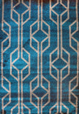 Chelsea Blue Geometric Ikat Modern Rug