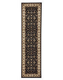 Sydney Collection Classic Rug Black with Ivory Border
