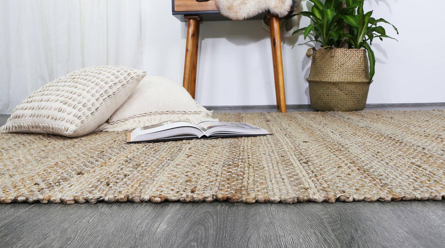 Taj Grey Natural Basket Weave Jute Rug