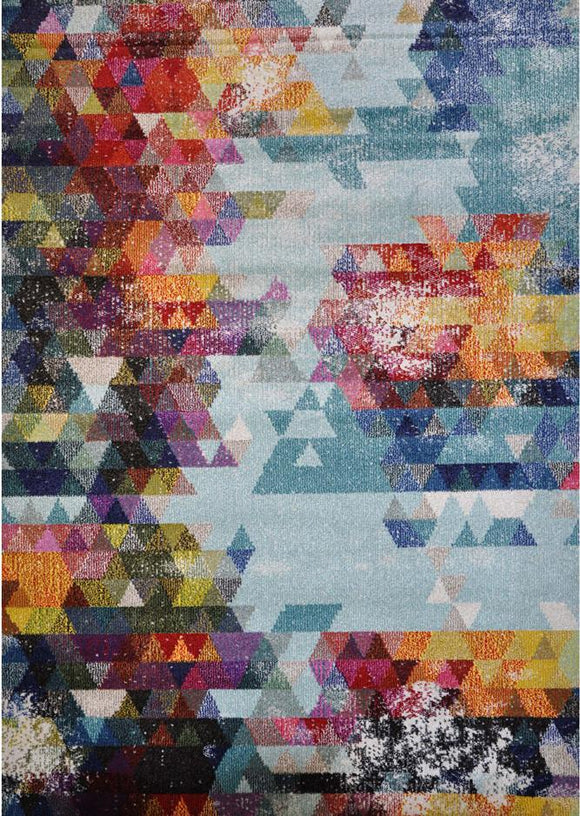 Spirit Blue Abstract Triangle Shape Patterned Rug