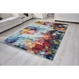 Spirit Blue Abstract Triangle Shape Patterned Rug