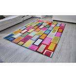 Spirit Pink and Multi Colour Rectangule Shaped Pattern Ikat Rug