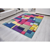 Spirit Blue and Multi Colour Abstract Rug