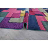 Spirit Blue and Multi Colour Abstract Rug